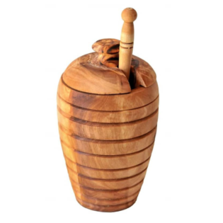 Pot avec Cuillère à Miel en Bois d'Olivier