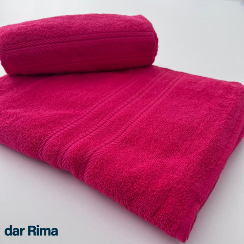 Ensemble Drap de Bain et Serviette de Toilette Rose Fuchsia